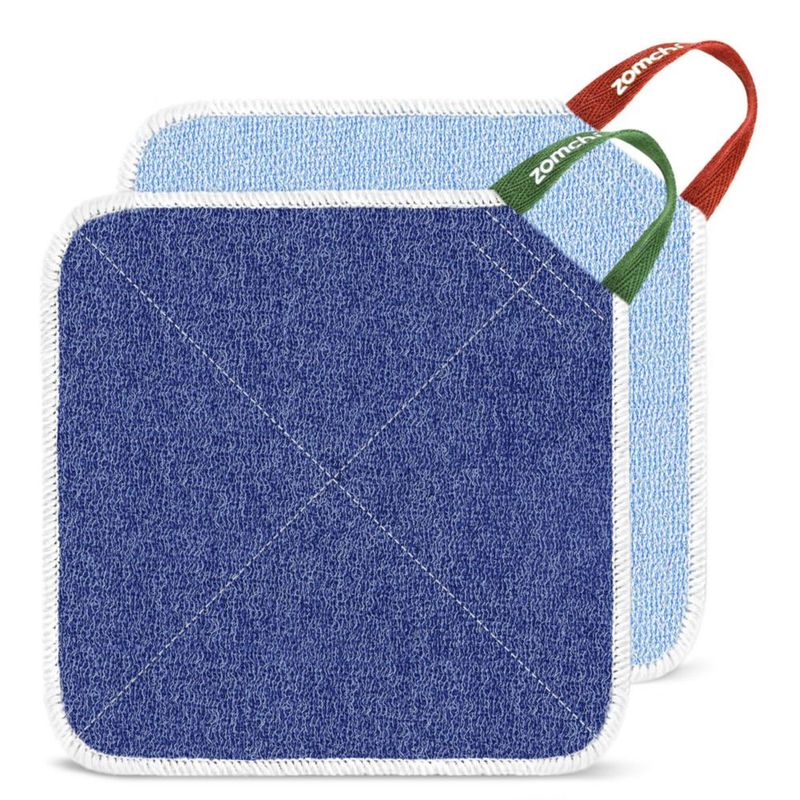 Paño Exfoliante ZOMCHI 20 cm Doble Textura Pack de 2 – Azul