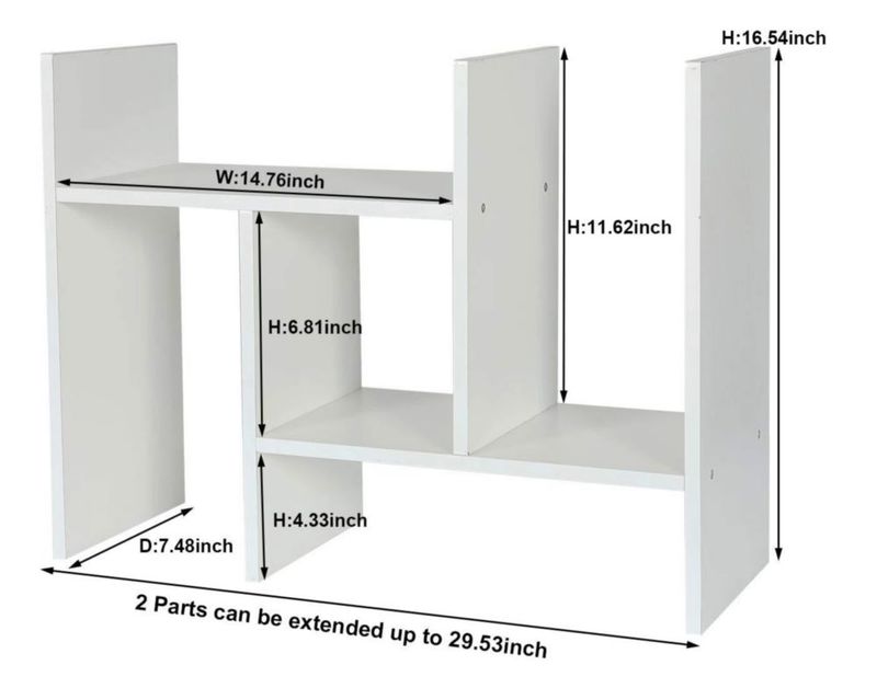 Estantería de escritorio ajustable PAG 37‑59 cm de melamina