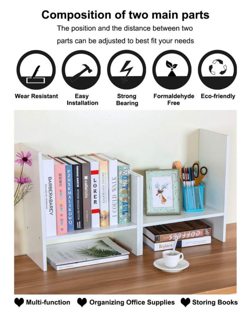 Estantería de escritorio ajustable PAG 37‑59 cm de melamina