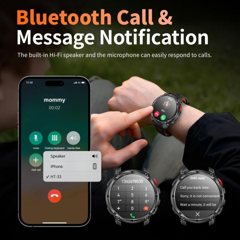 Reloj inteligente FESMEY con brújula y llamadas por Bluetooth fitness