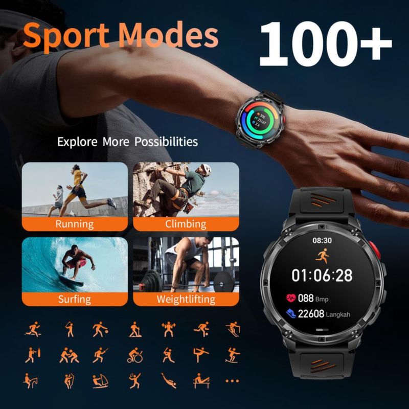 Reloj inteligente FESMEY con brújula y llamadas por Bluetooth fitness