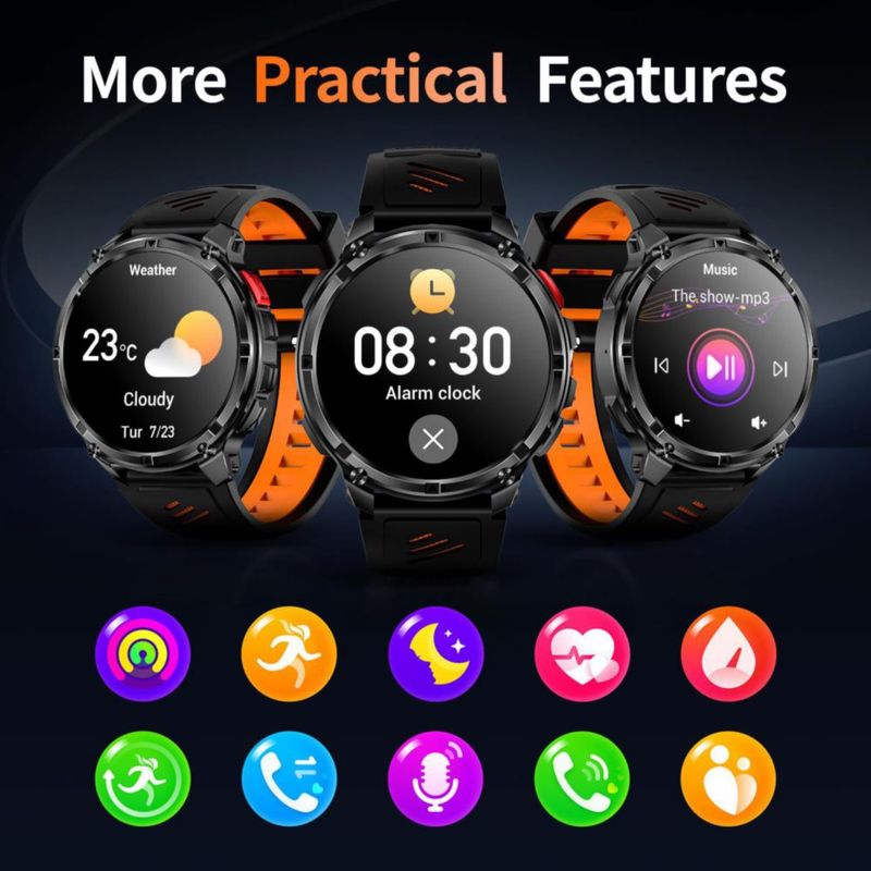 Reloj inteligente FESMEY con brújula y llamadas por Bluetooth fitness