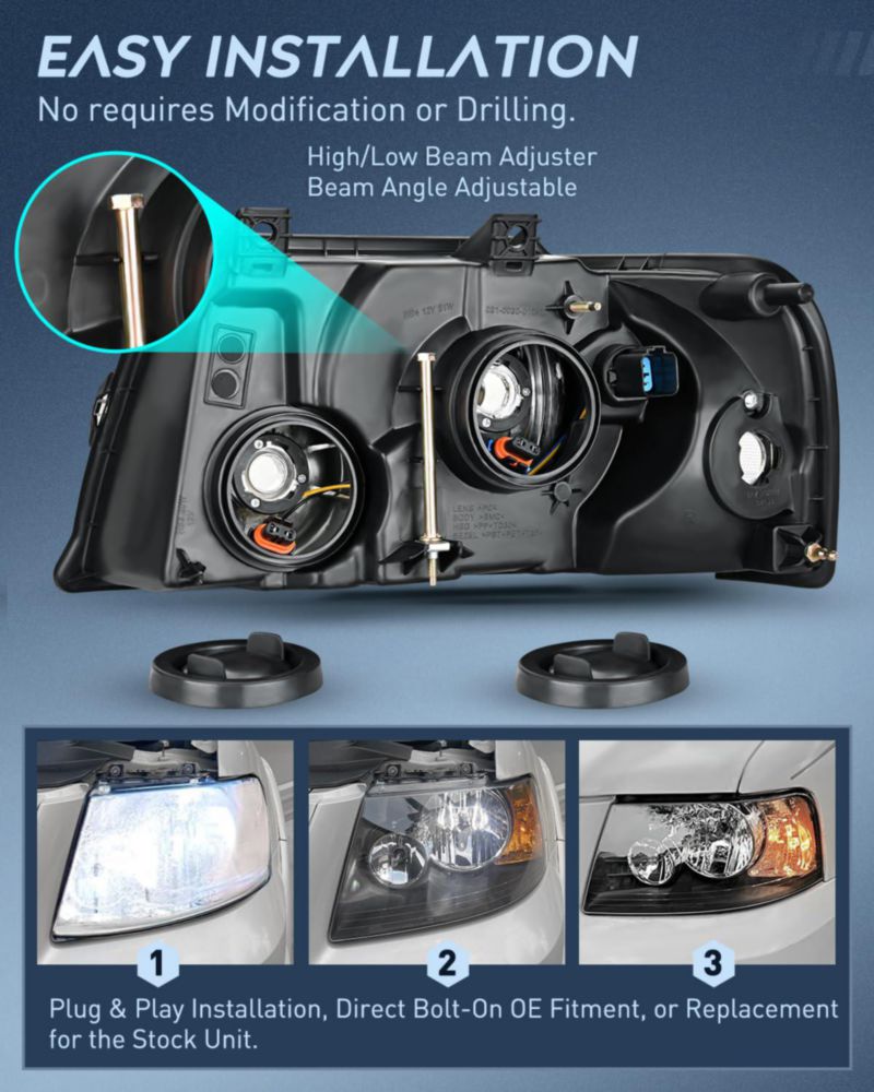 Farol Nilight para Ford Expedition 2003‑2006 Carcasa Negra