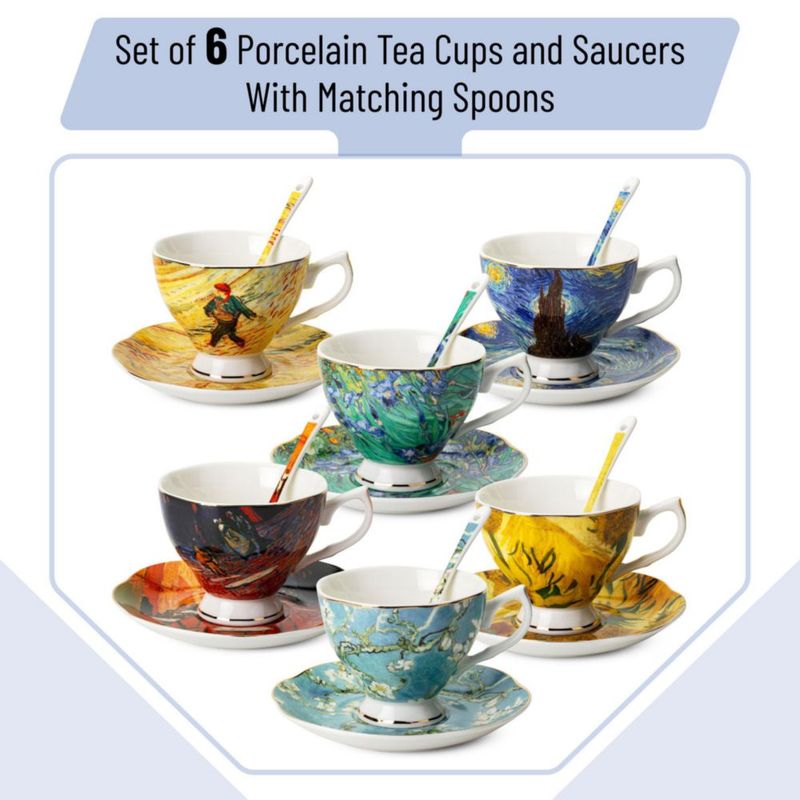 Juego de 6 tazas de té Brew To A Tea de 240 ml con cucharas