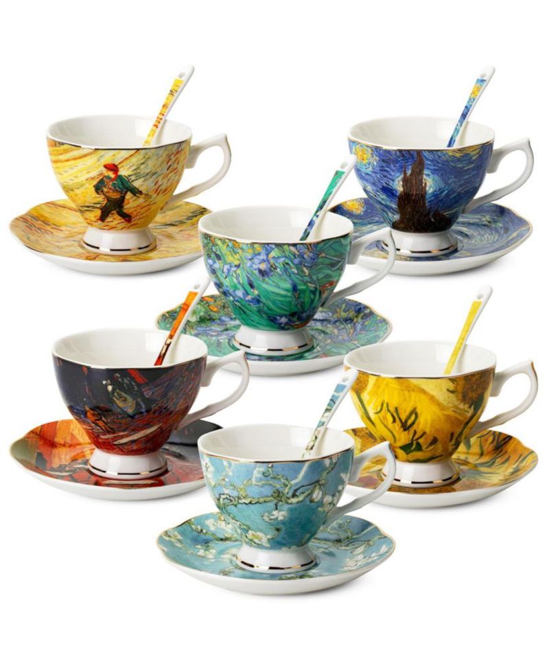 Juego de 6 tazas de té Brew To A Tea de 240 ml con cucharas