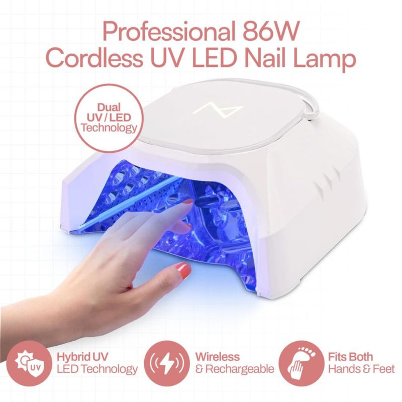 Lámpara de uñas M 86W UV LED inalámbrica negra y blanca