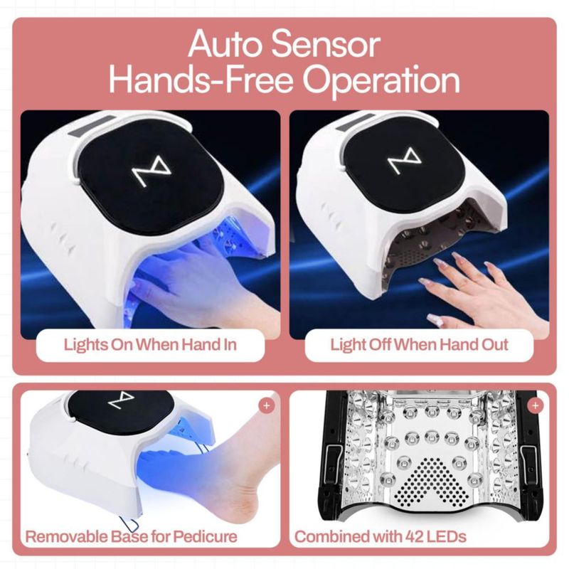 Lámpara de uñas M 86W UV LED inalámbrica negra y blanca
