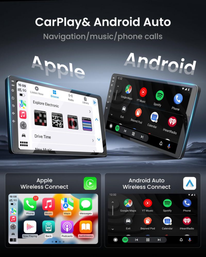Radio para coche Fortdows Android 15 con CarPlay y Android Auto de 10"
