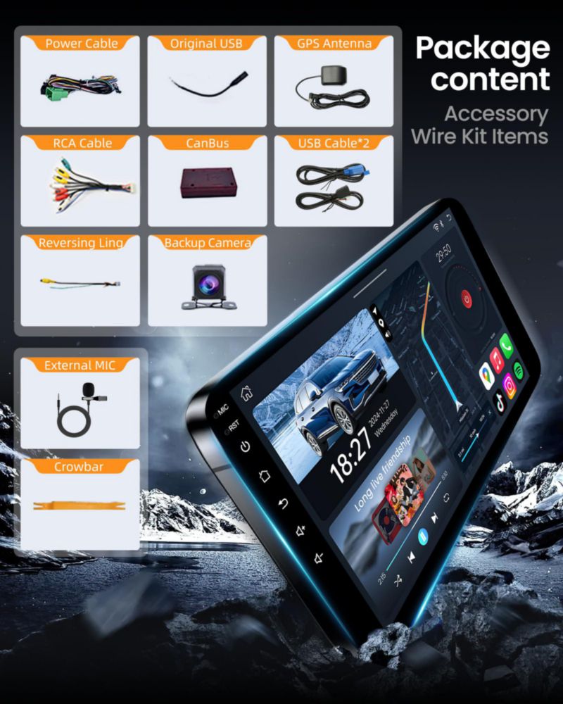 Radio para coche Fortdows Android 15 con CarPlay y Android Auto de 10"