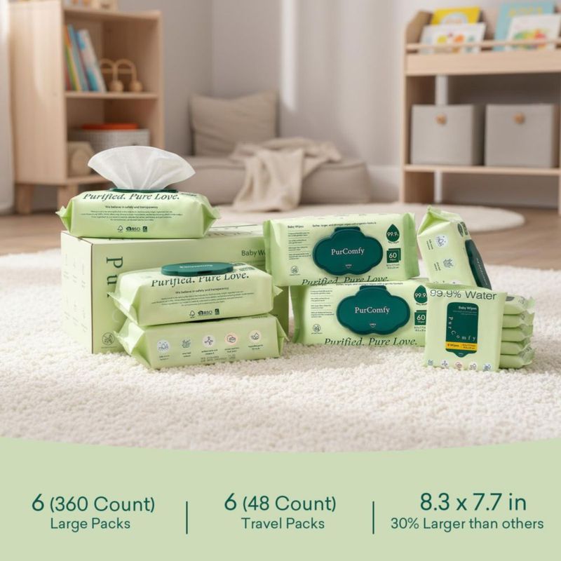 Toallitas para bebé PurComfy sin perfume paquete de 408 biodegradables
