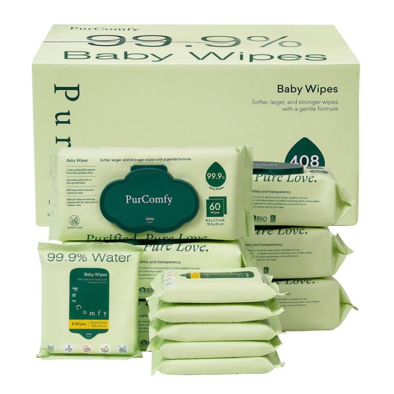 Toallitas para bebé PurComfy sin perfume paquete de 408 biodegradables