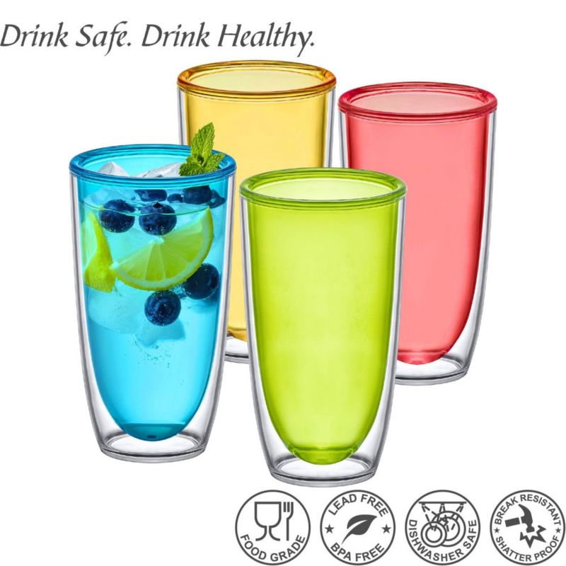 Vasos térmicos Amazing Abby 620 ml pack de 4 colores mixtos sin BPA