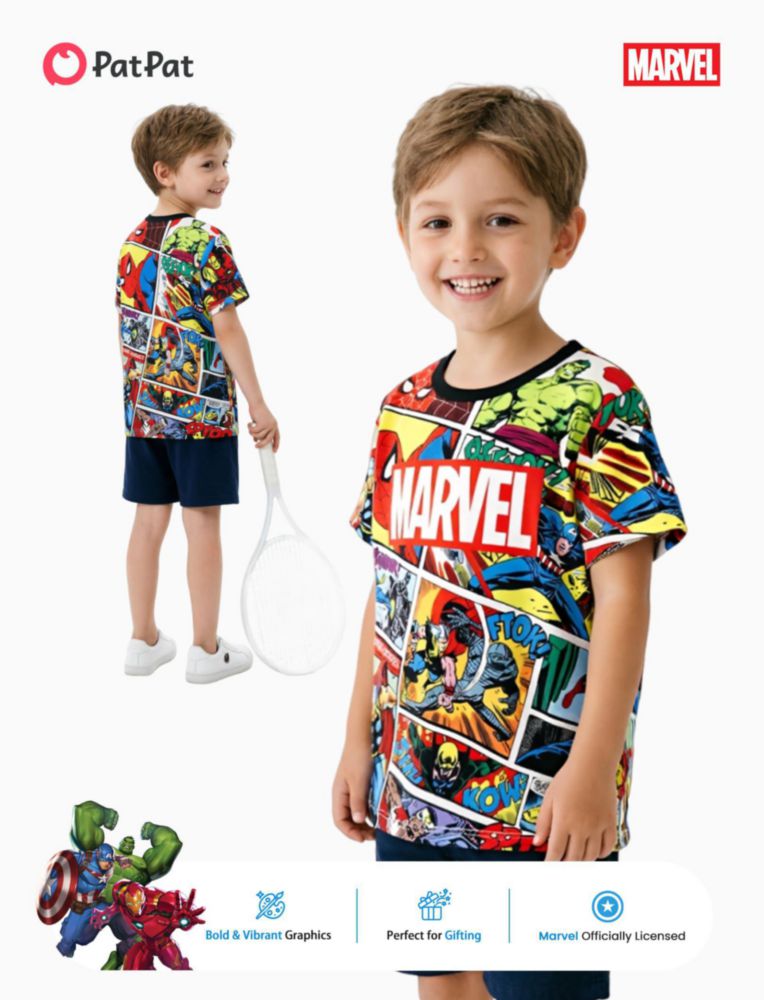CAMISETA Disney Marvel para Niños 4‑5T con Protección UV contra el Sol