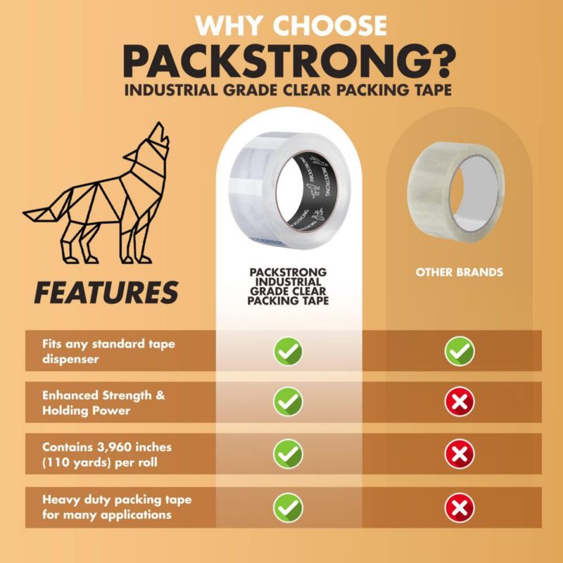 Cinta de embalaje Packstrong 12 rollos 5 cm × 91 m 27 mil