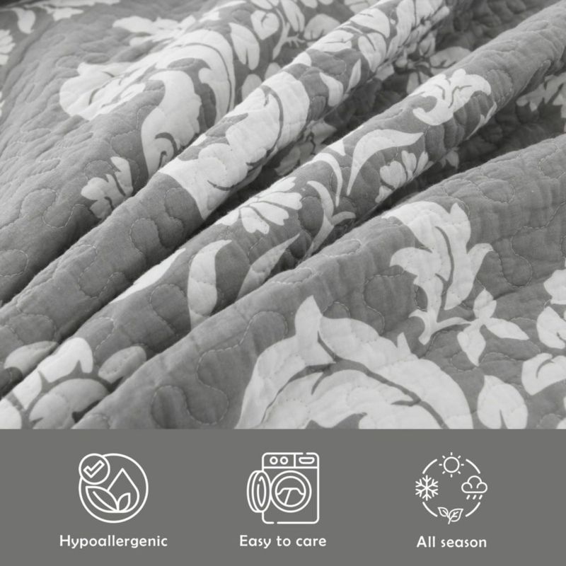 Juego de edredón BCOTTOND King 264 × 249 cm Gris y Blanco