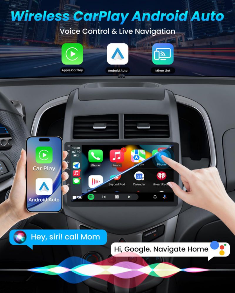 Radio para auto Jufodrca 9" Android Auto CarPlay 5G WiFi