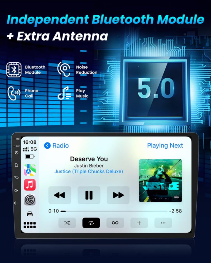 Radio para auto Jufodrca 9" Android Auto CarPlay 5G WiFi