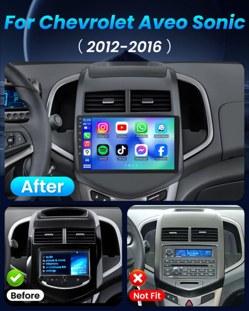 Radio para auto Jufodrca 9" Android Auto CarPlay 5G WiFi