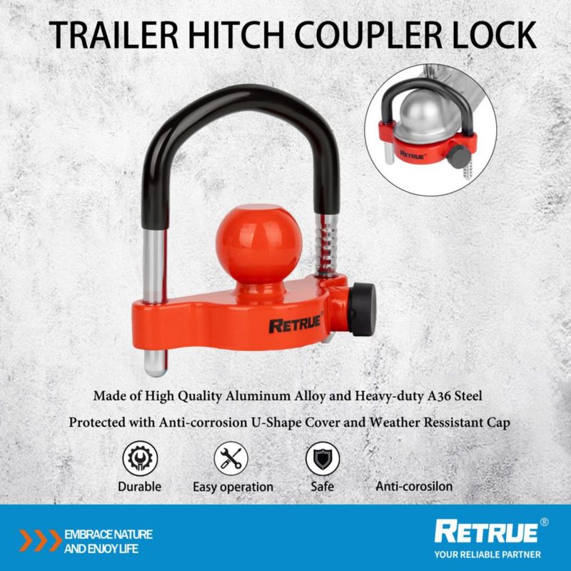 Candado para remolque RETRUE 1-7/8"-2-5/16" rojo impermeable