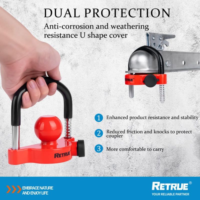 Candado para remolque RETRUE 1-7/8"-2-5/16" rojo impermeable
