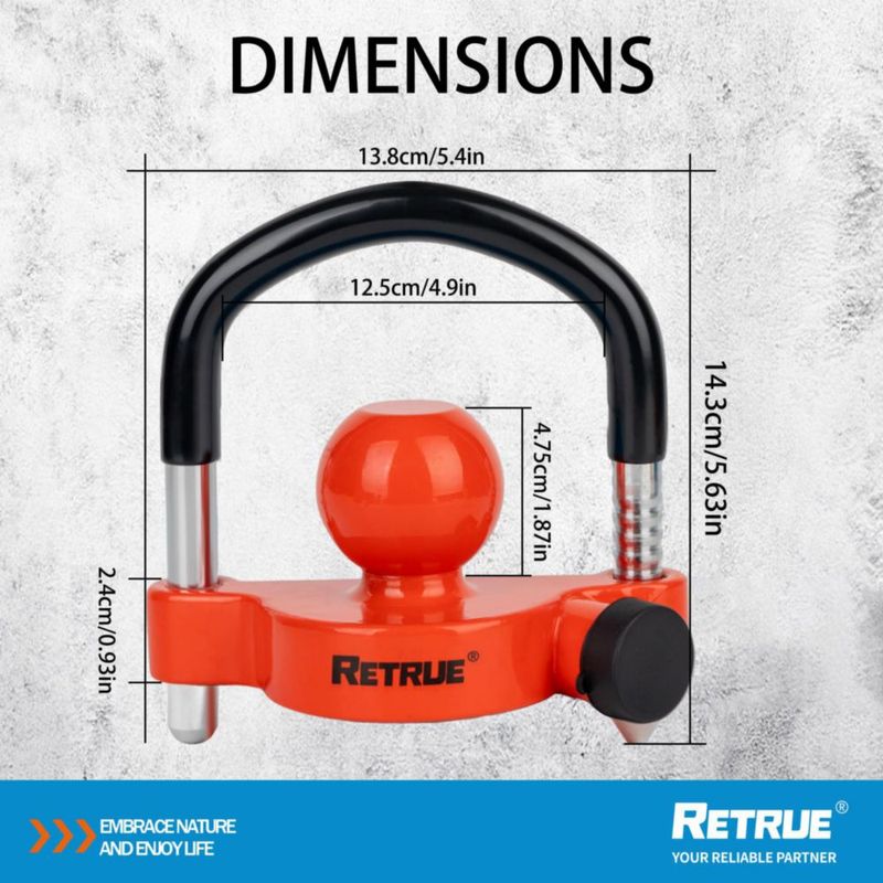 Candado para remolque RETRUE 1-7/8"-2-5/16" rojo impermeable