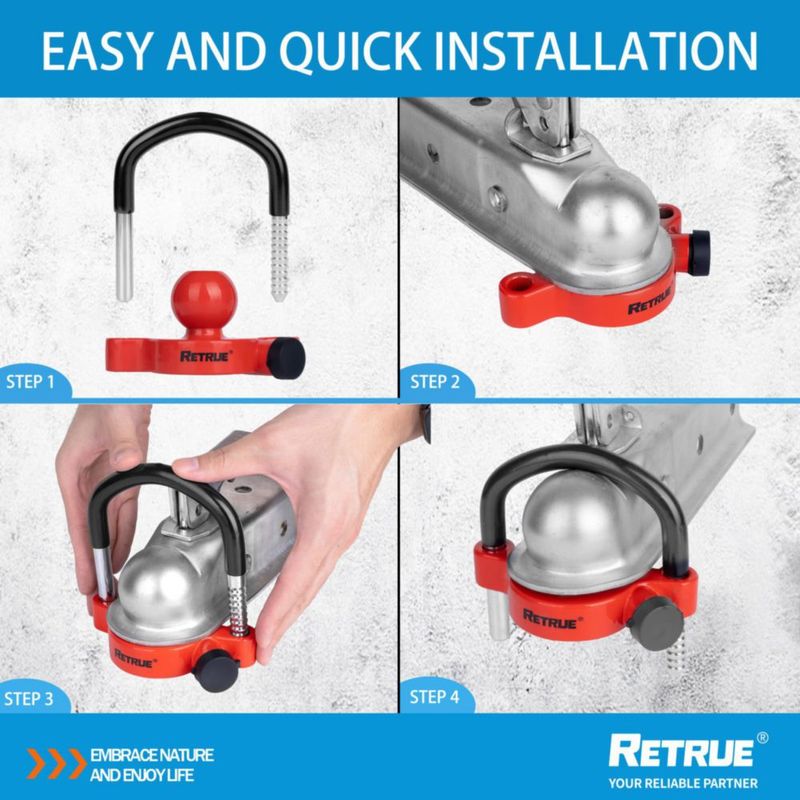 Candado para remolque RETRUE 1-7/8"-2-5/16" rojo impermeable