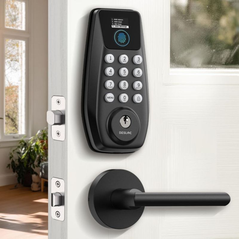 Cerradura de Puerta DESLOC C110 sin Llave con Huella Digital y 2 Manijas