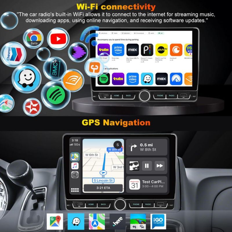 Radio Android iCarSEPTON de 9 pulgadas con CarPlay/Android Auto inalámbrico