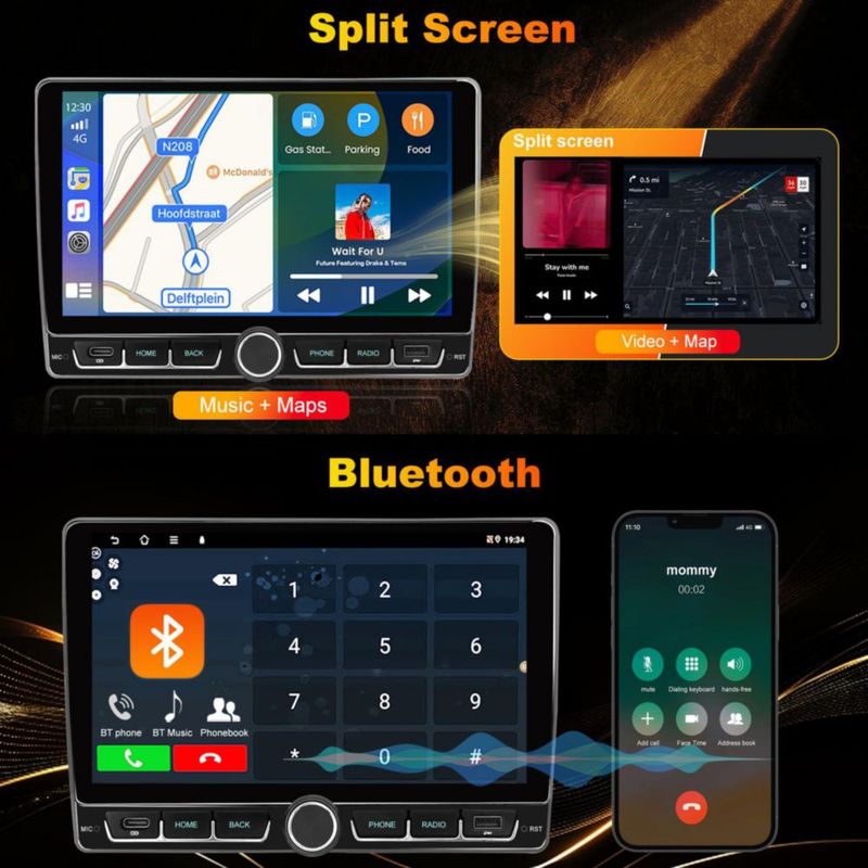 Radio Android iCarSEPTON de 9 pulgadas con CarPlay/Android Auto inalámbrico