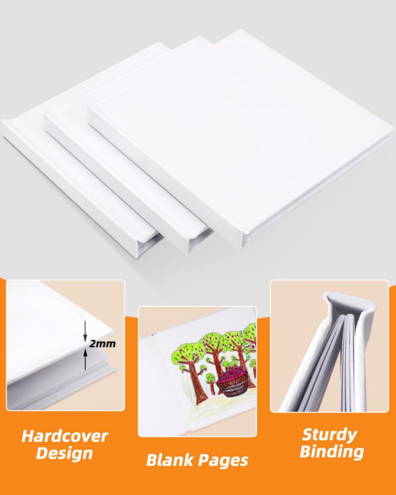 Cuaderno en blanco Dynta 13 cm × 13 cm paquete de 8 cuadernos de boceto blancos