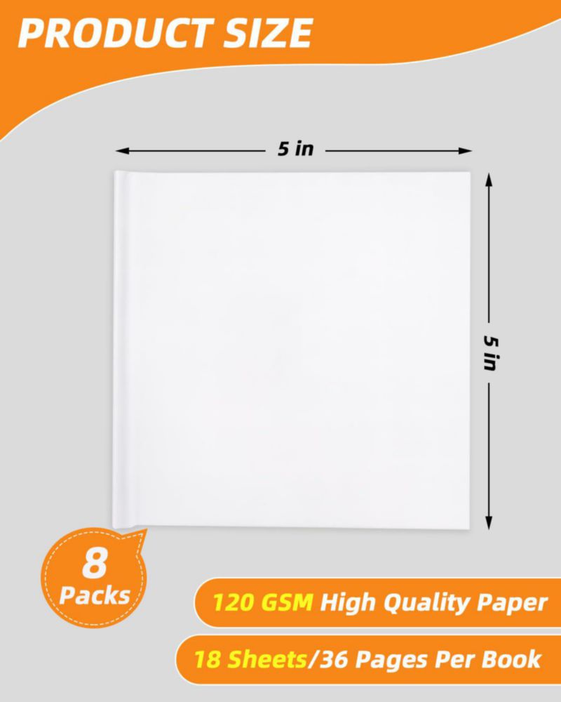 Cuaderno en blanco Dynta 13 cm × 13 cm paquete de 8 cuadernos de boceto blancos