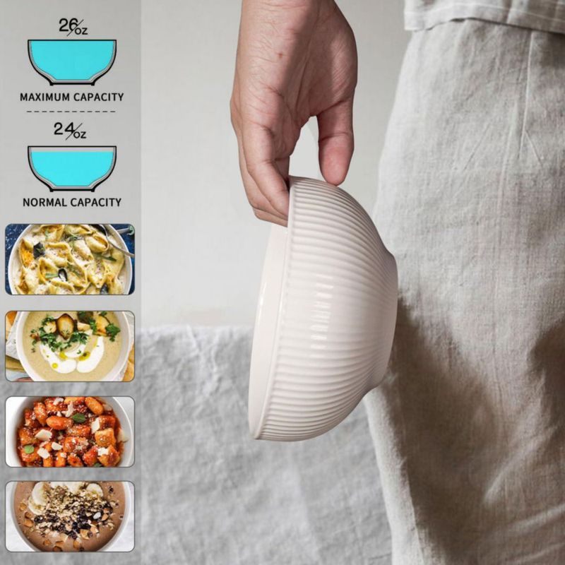 Juego de 4 tazones para cereal Artena 737 ml blanco