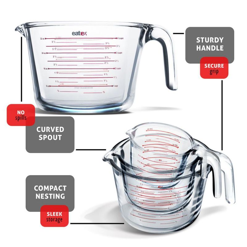 Juego de 6 Tazas Medidoras EATEX - 025 L 05 L 1 L