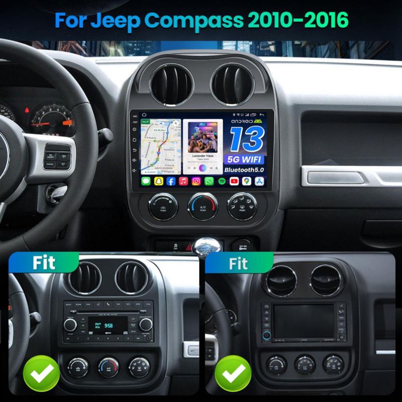 Radio de coche Fortdows 25 cm para Jeep Compass/Patriot 2010‑2016