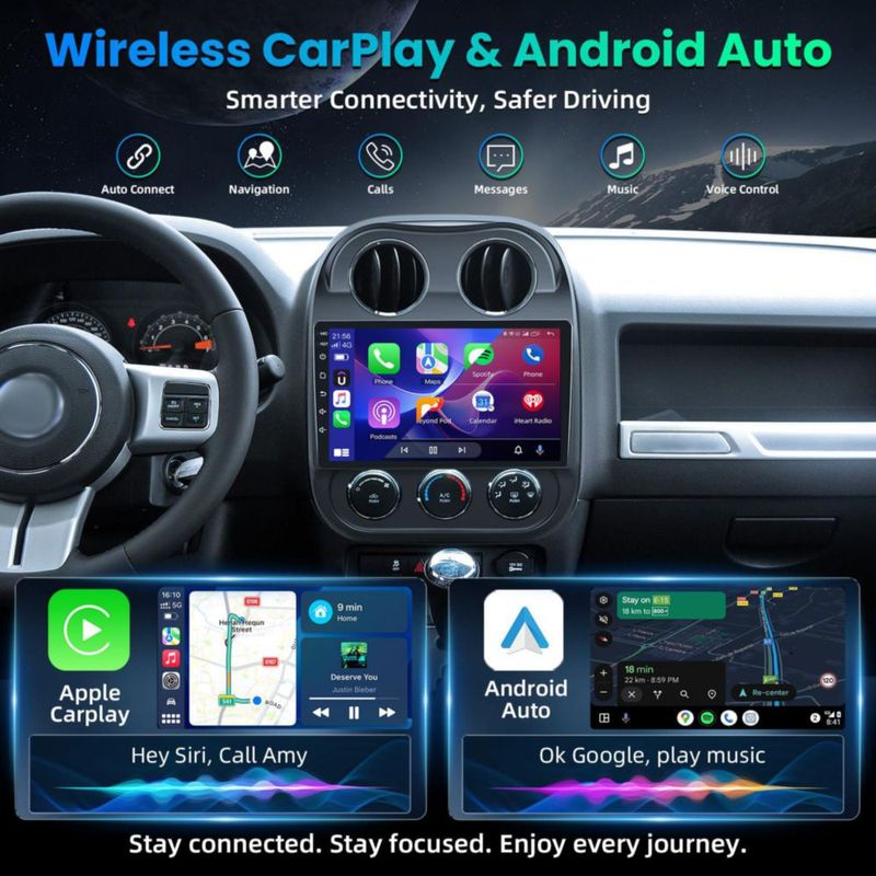 Radio de coche Fortdows 25 cm para Jeep Compass/Patriot 2010‑2016