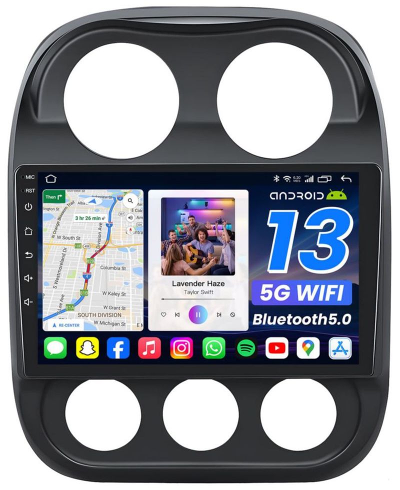 Radio de coche Fortdows 25 cm para Jeep Compass/Patriot 2010‑2016