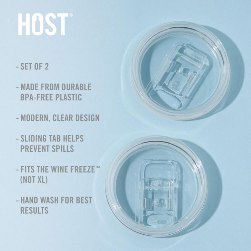 Juego de 2 tapas Host para vasos con cierre deslizante transparentes
