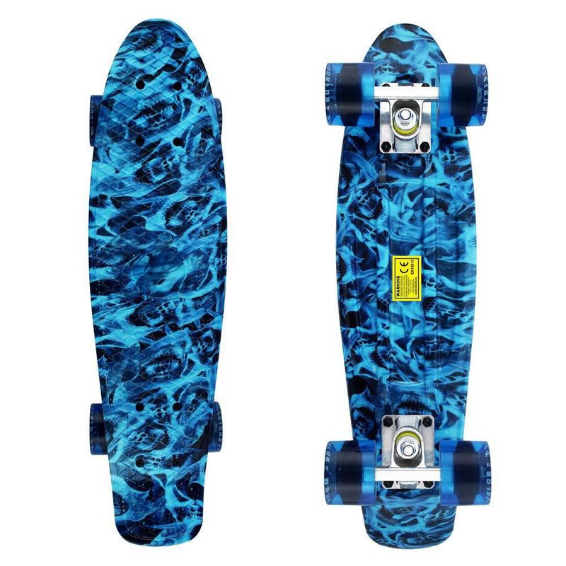 Patineta Meketec 56 cm Retro Mini Board Llamas Azules