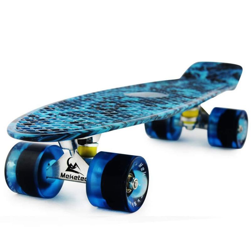 Patineta Meketec 56 cm Retro Mini Board Llamas Azules
