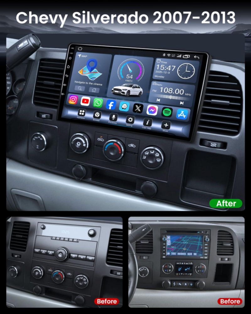 Estéreo para coche Fortdows 26 cm con CarPlay Android Auto y GPS