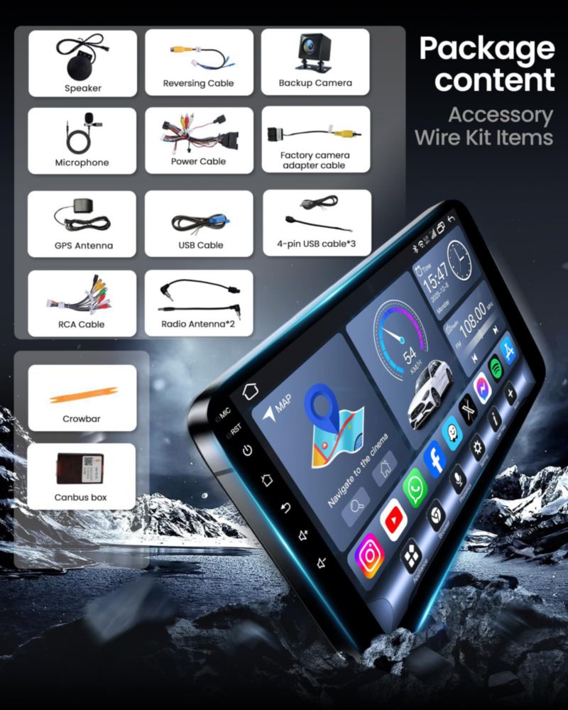 Estéreo para coche Fortdows 26 cm con CarPlay Android Auto y GPS