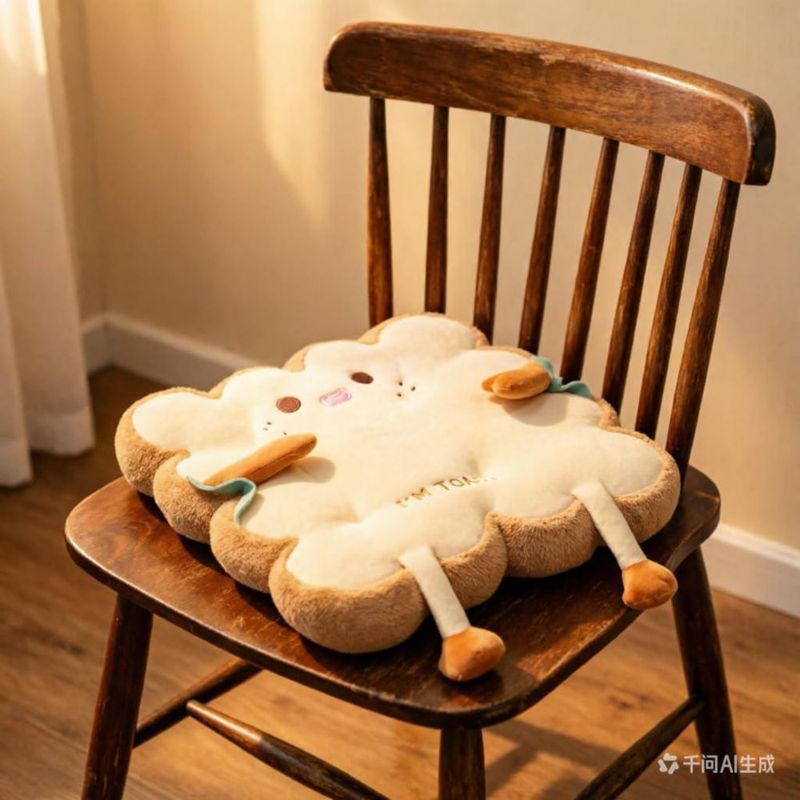 Cojín lumogeva cuadrado de 40 cm con forma de tostada – Regalo Kawaii