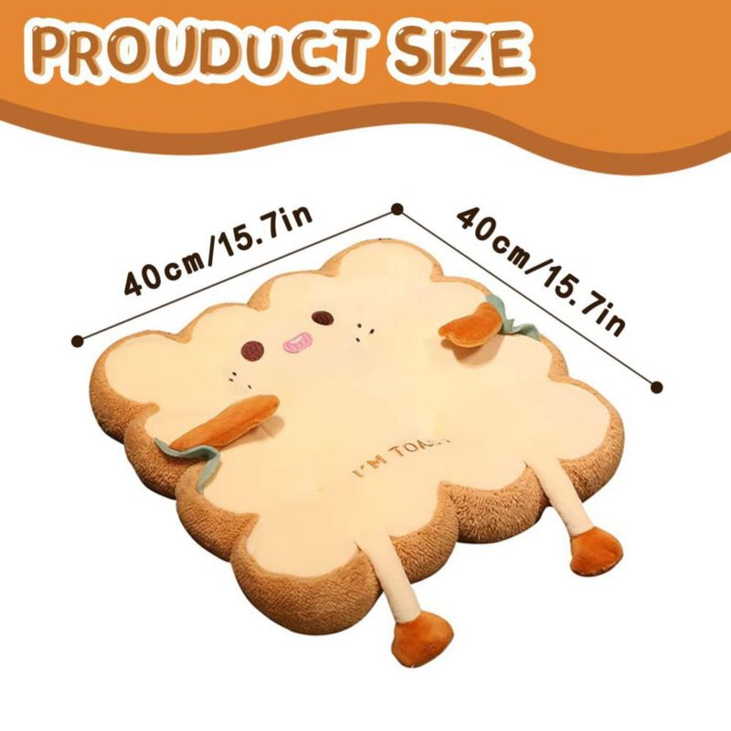 Cojín lumogeva cuadrado de 40 cm con forma de tostada – Regalo Kawaii