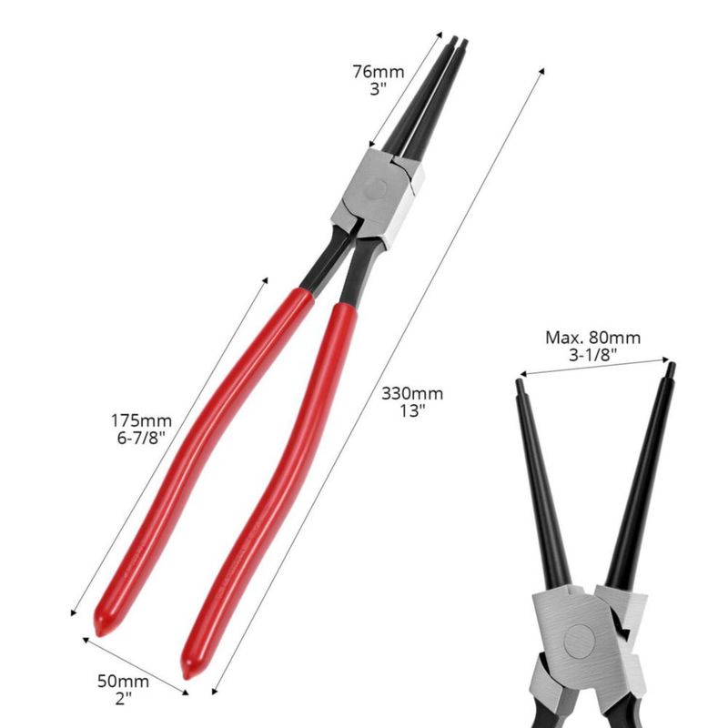 Alicates QWORK de 325 cm para anillos de retención internos uso intensivo