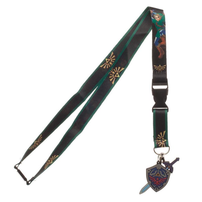 Cordón de identificación Bioworld 41 cm Zelda con llavero de escudo y porta credencial