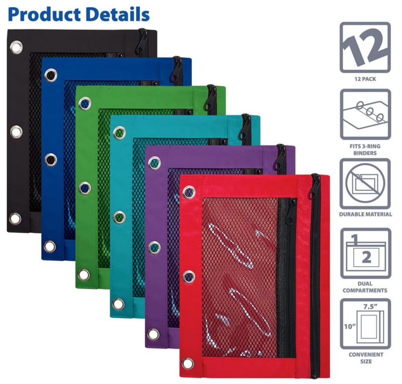 Estuche para lápices Better Office Products - Pack de 12 unidades surtidas