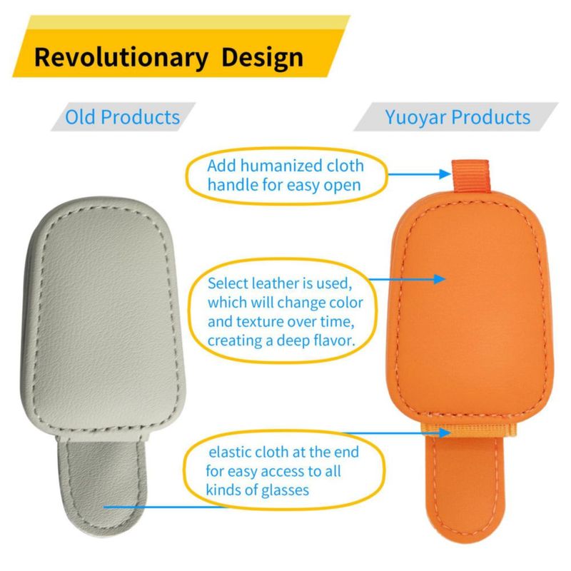 Portagafas de cuero Yuoyar pack de 2 color naranja