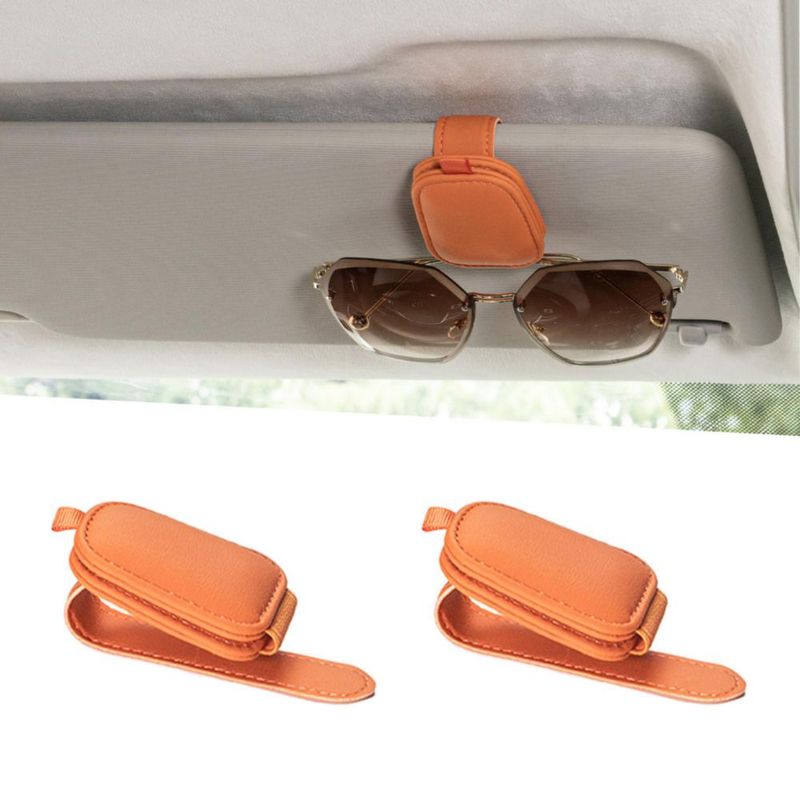 Portagafas de cuero Yuoyar pack de 2 color naranja