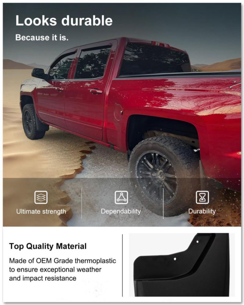 Defensas de barro Kiwi Master para Chevrolet Silverado 2014‑2018 (sin taladrar)