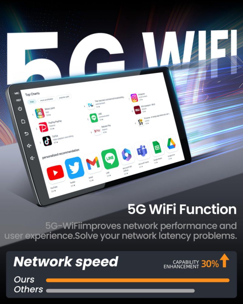 Estéreo para auto Fortdows 9" CarPlay/Android Auto con WiFi 5G